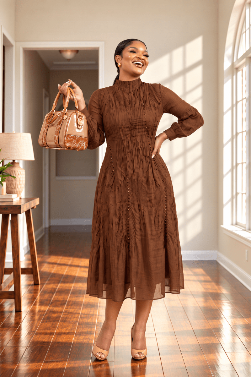 Delphine Smocked Midi Dress - Zuri Boutique