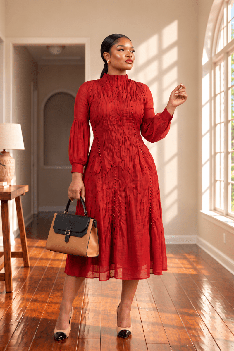 Delphine Smocked Midi Dress - Zuri Boutique