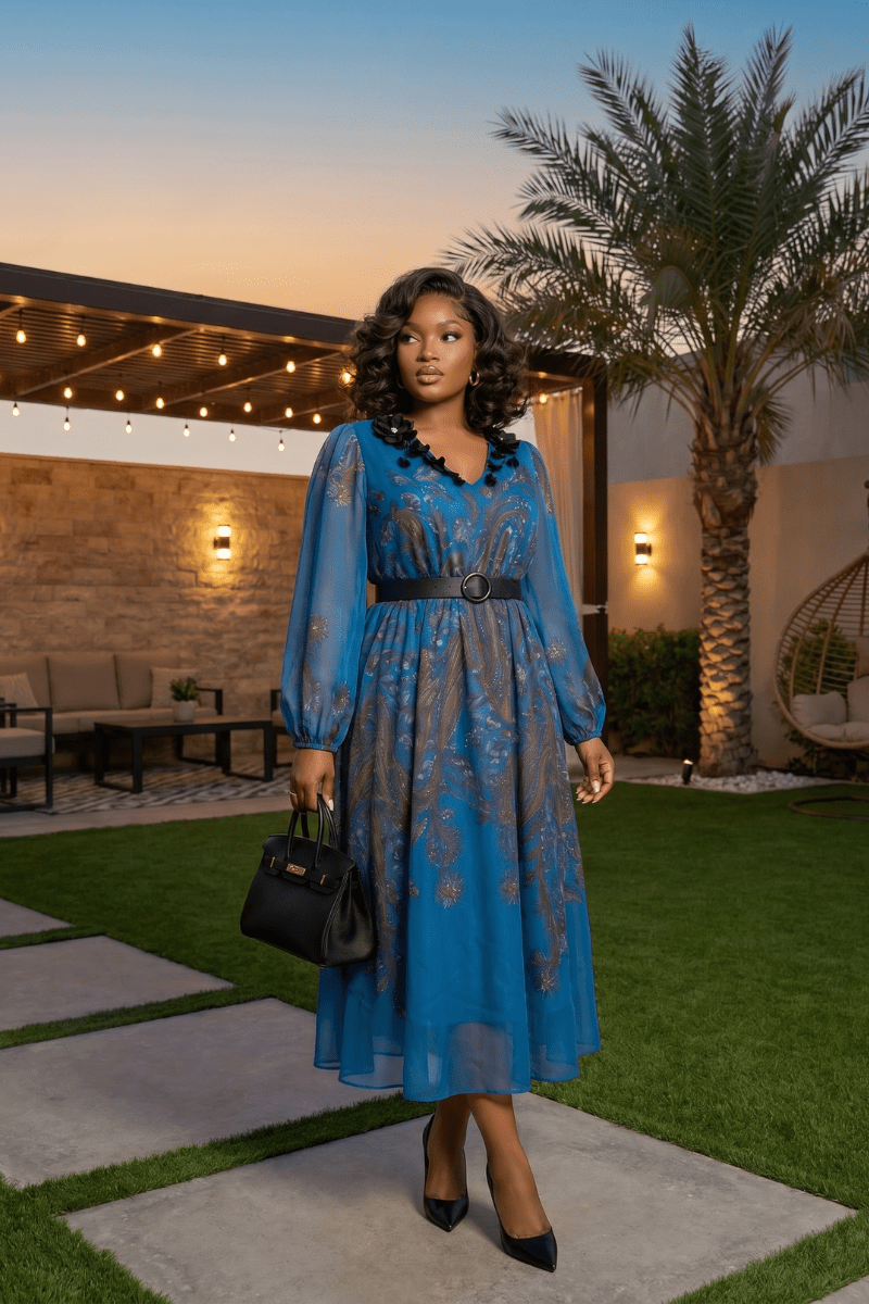 Genevieve Embellished Floral Dress - Zuri Boutique