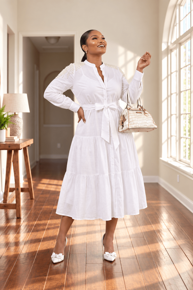 Celeste Pearl-Beaded Midi - Zuri Boutique