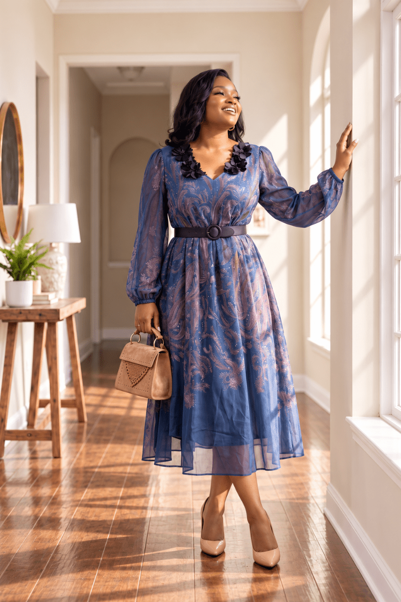 Genevieve Embellished Floral Dress - Zuri Boutique