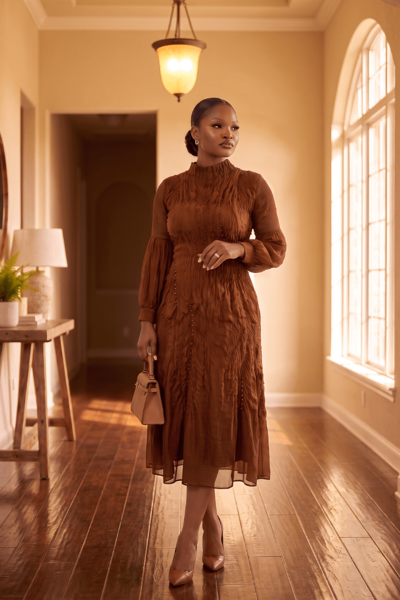 Delphine Smocked Midi Dress - Zuri Boutique