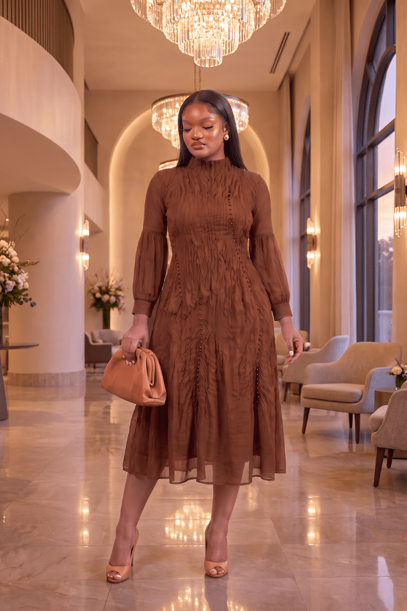 Delphine Smocked Midi Dress - Zuri Boutique