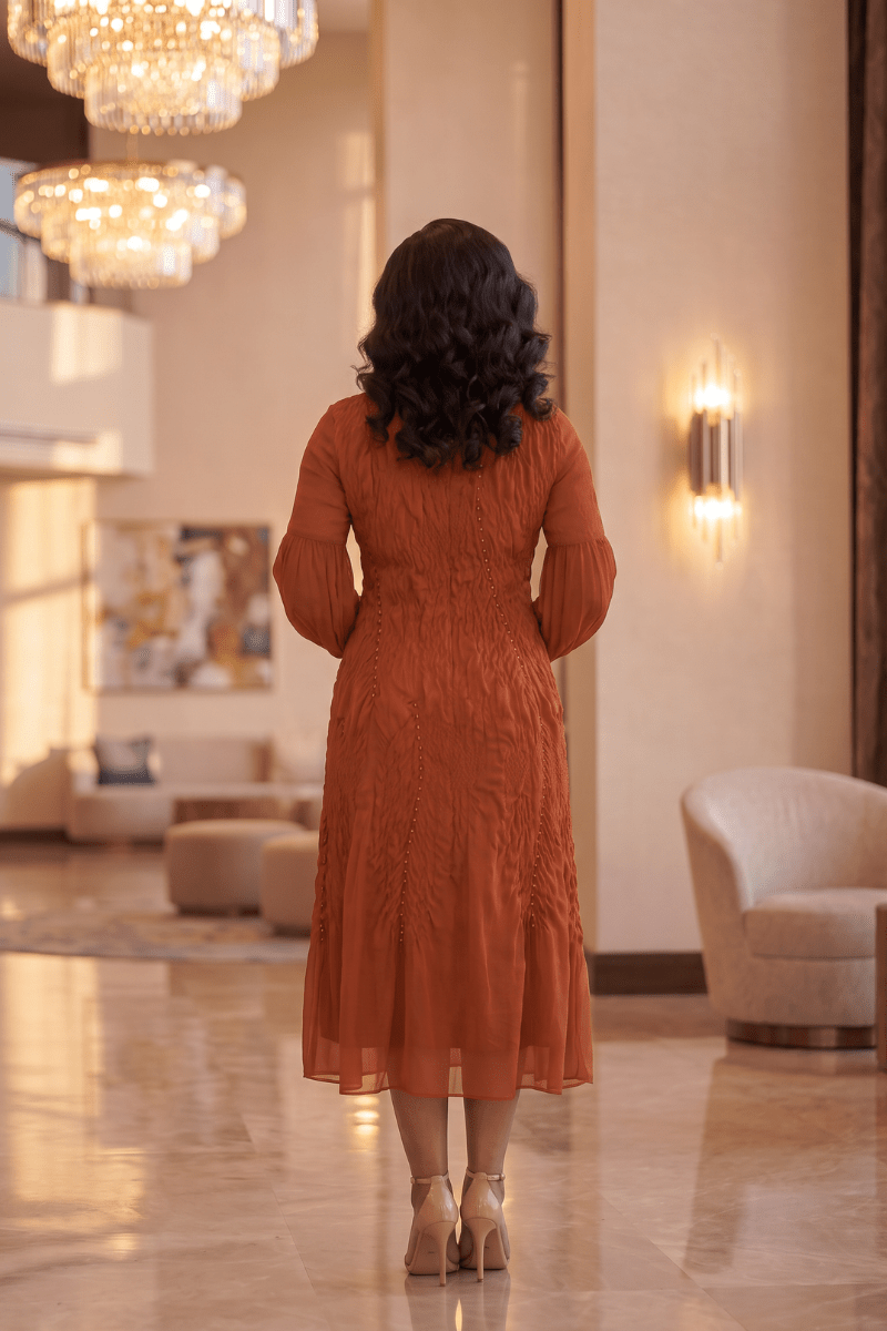 Delphine Smocked Midi Dress - Zuri Boutique