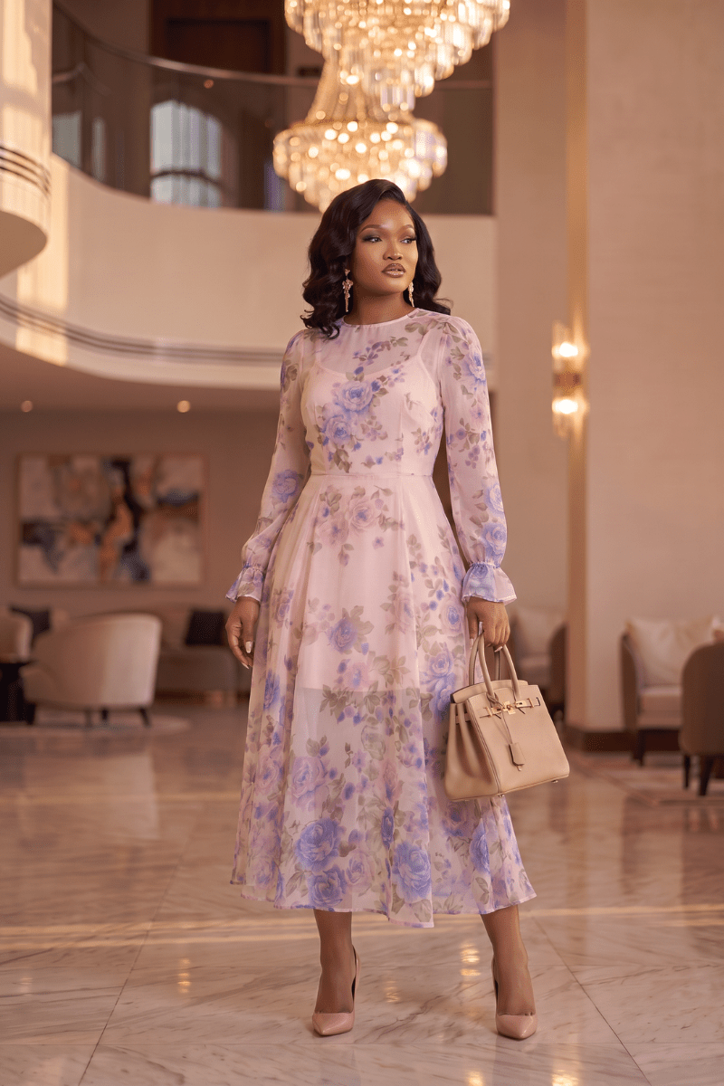 Floral Midi Dress – Lavender Floral Dress for Women
