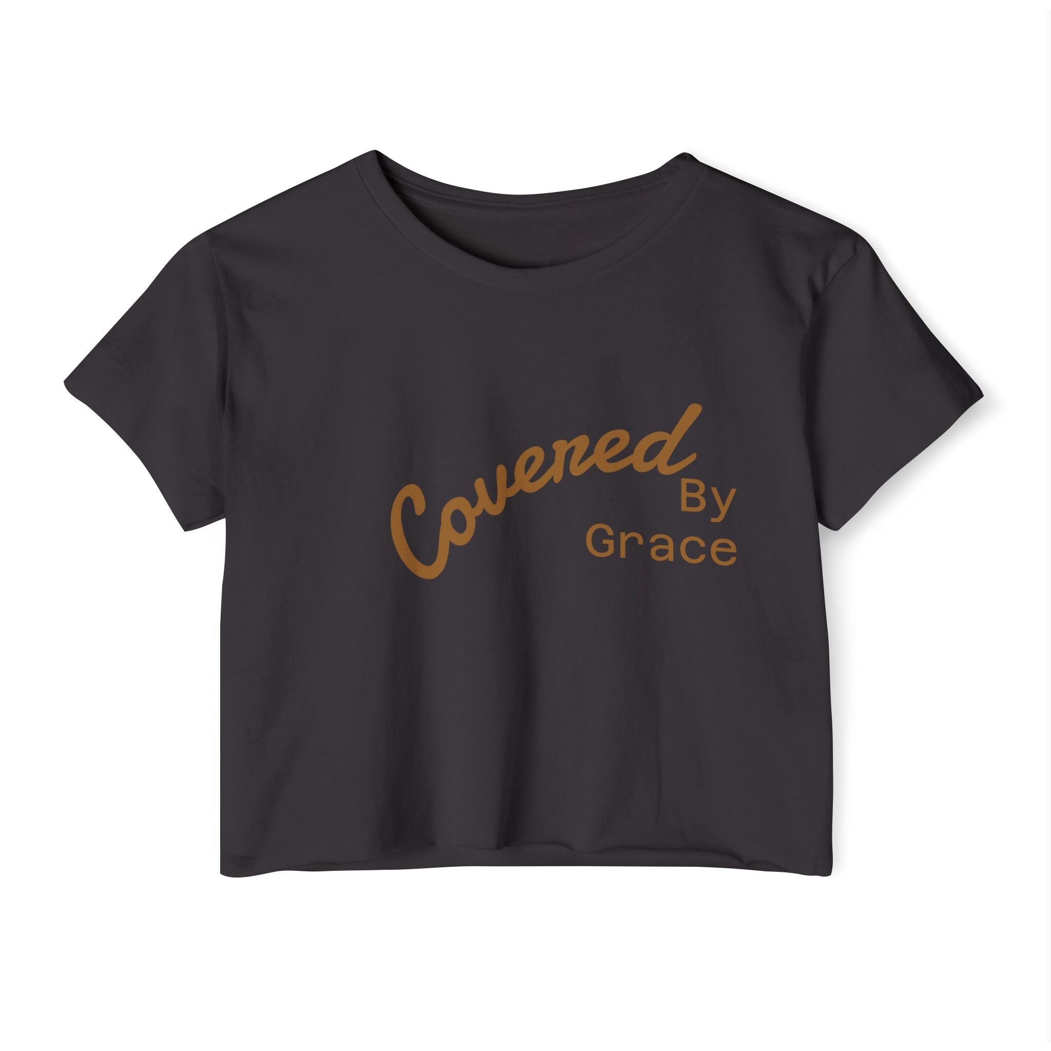 Covered By Grace Crop Top | Faith Christian Script Tee - Zuri Boutique