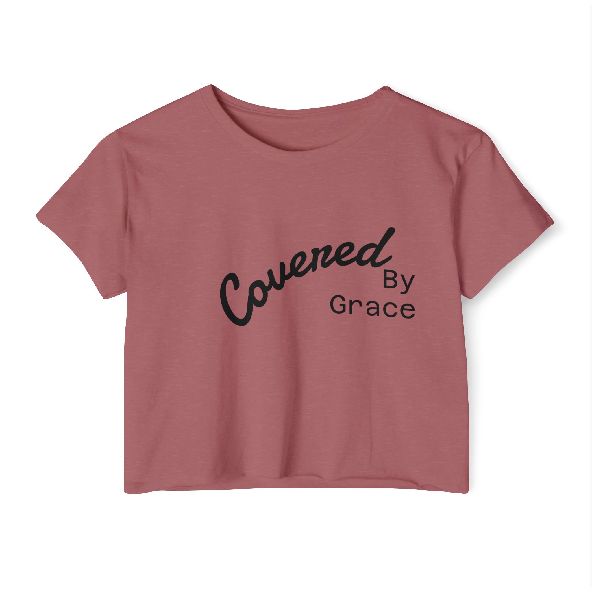 Covered By Grace Crop Top | Faith Christian Script Tee - Zuri Boutique