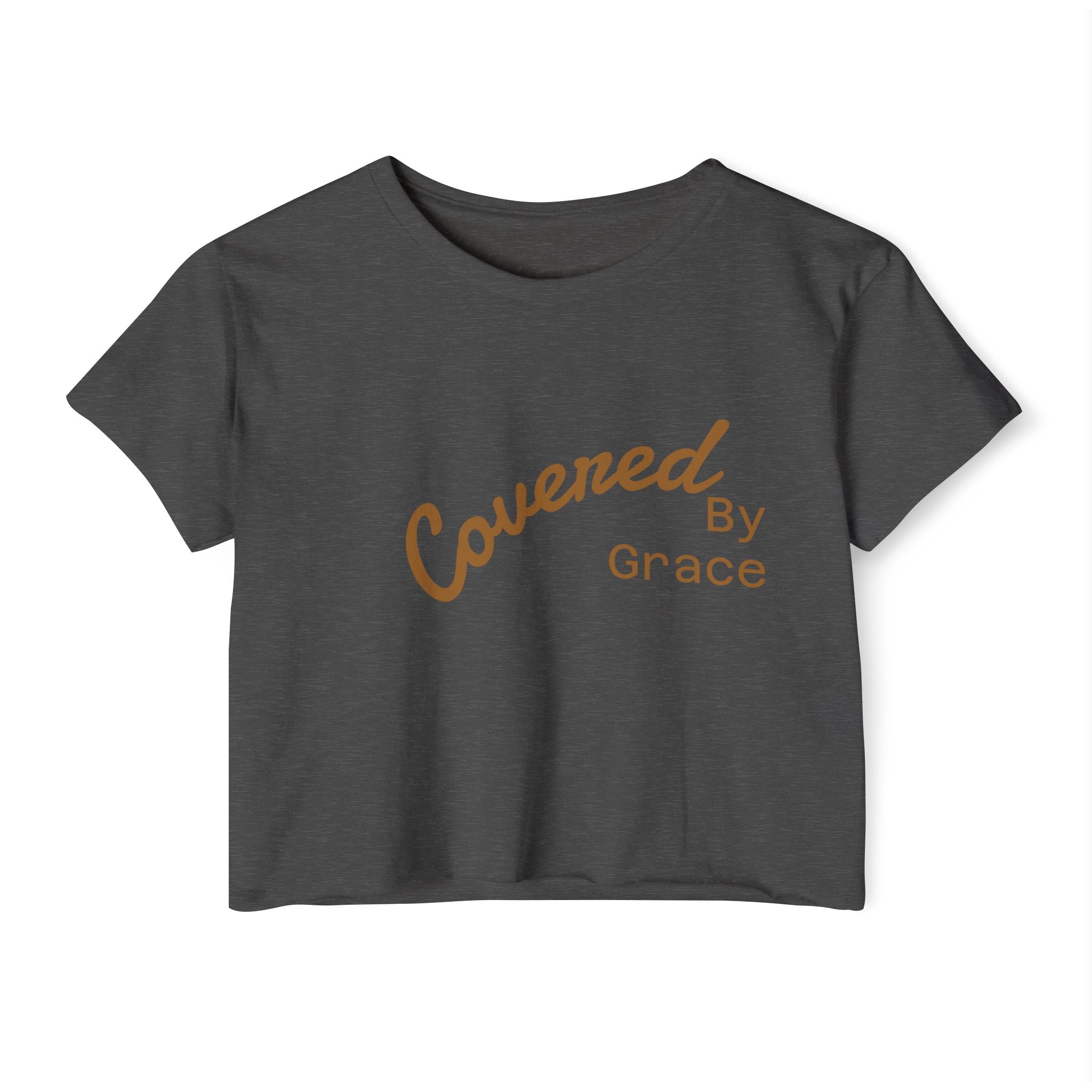 Covered By Grace Crop Top | Faith Christian Script Tee - Zuri Boutique