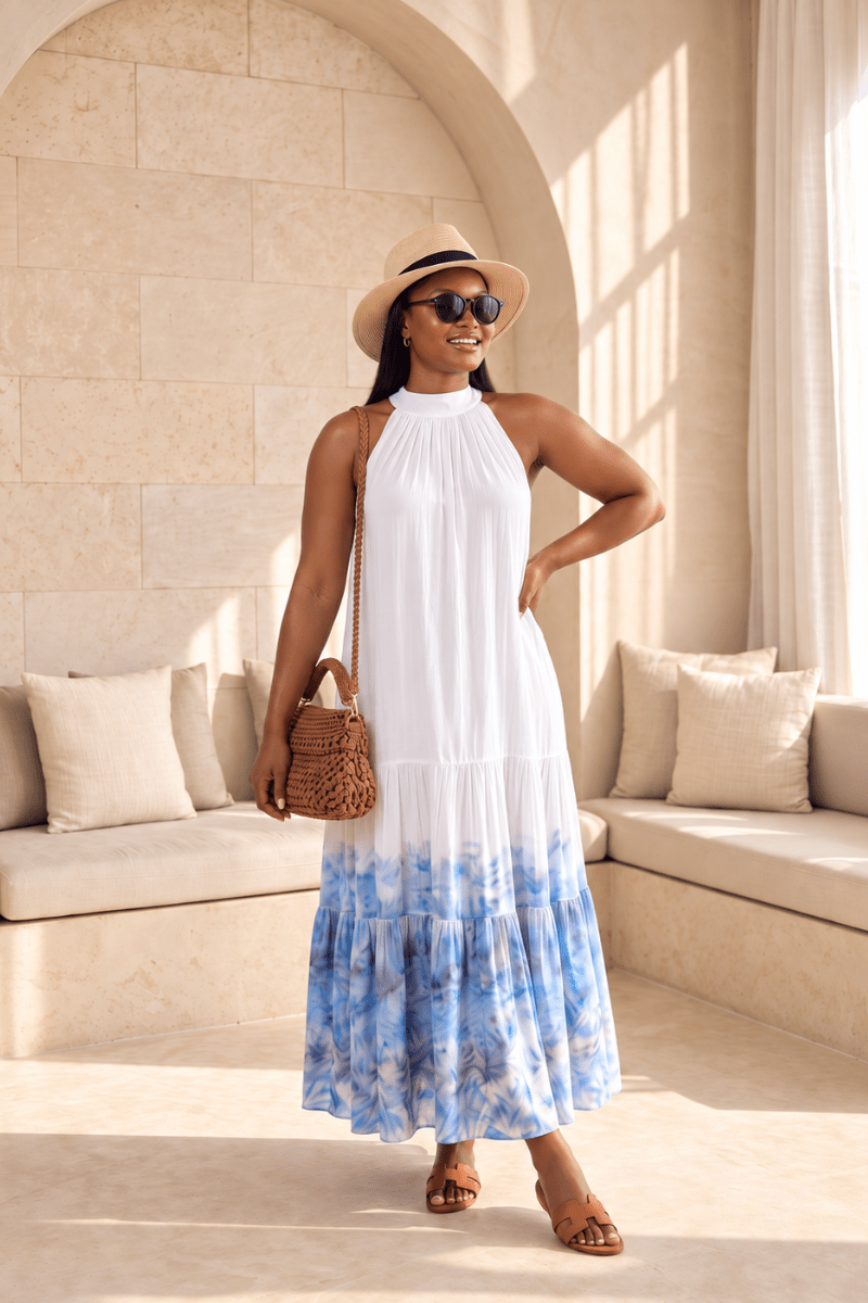 The Mykonos Halter Maxi - Zuri Boutique