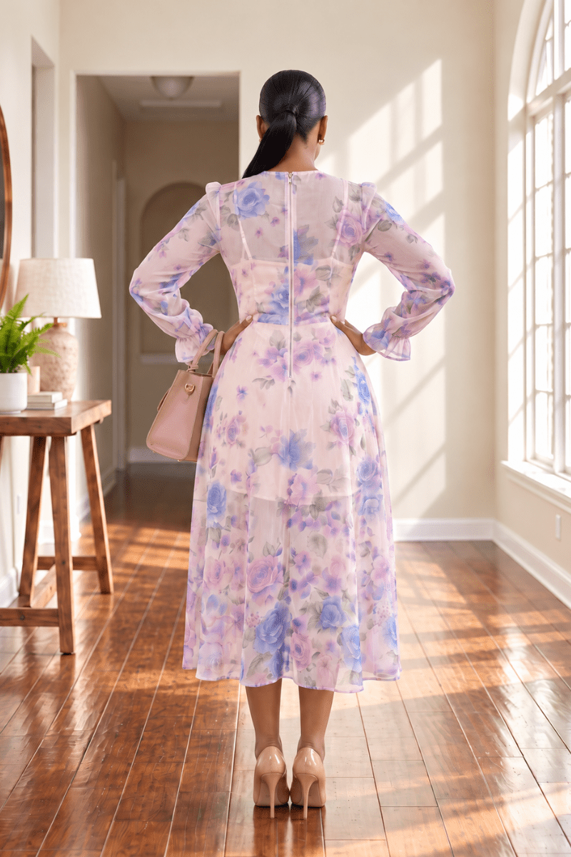 Lavender Floral Midi - Zuri Boutique