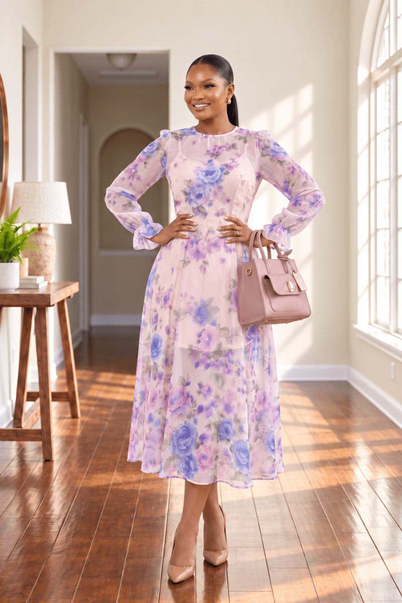 Lavender Floral Midi - Zuri Boutique