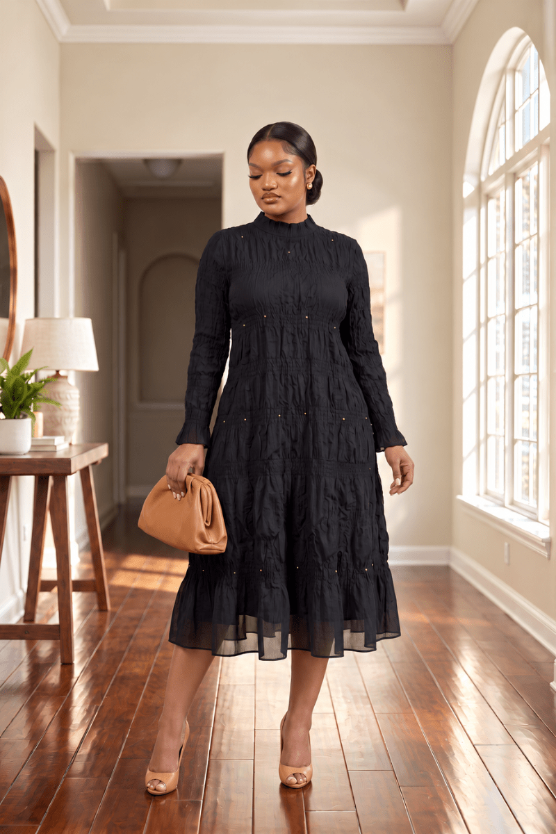 Ophelia Pearl-Tiered Midi Dress | Formal & Wedding Guest | Zuri