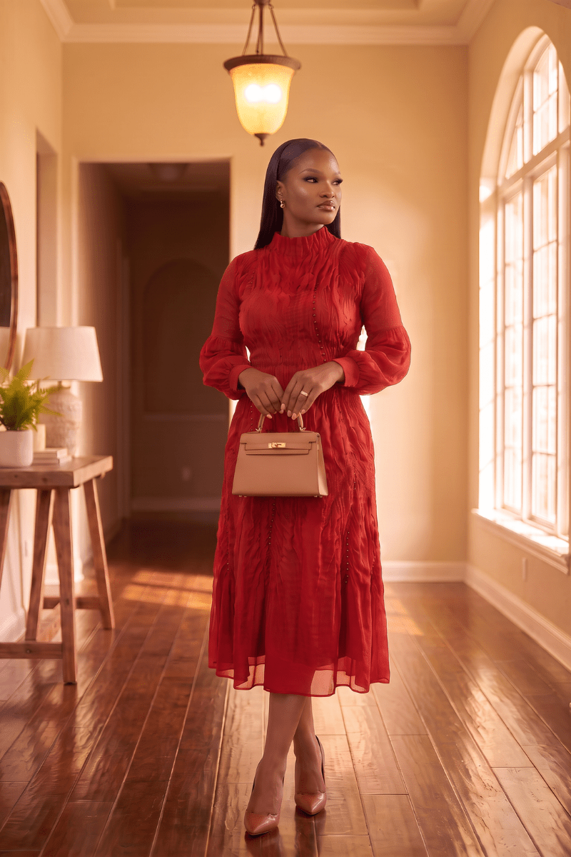 Delphine Smocked Midi Dress - Zuri Boutique