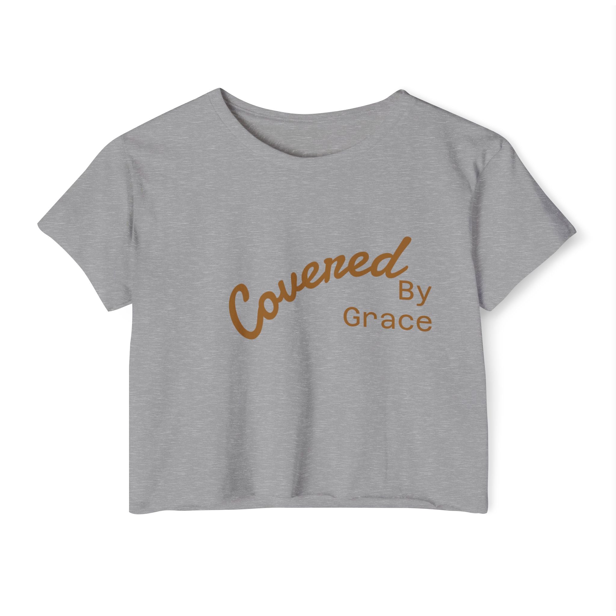 Covered By Grace Crop Top | Faith Christian Script Tee