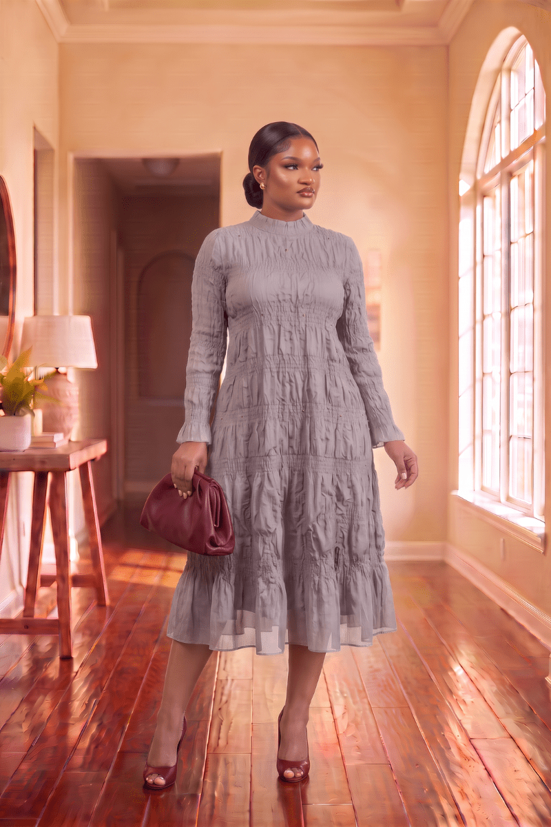 Ophelia Pearl-Tiered Midi Dress | Formal & Wedding Guest | Zuri Ophelia Pearl-Tiered Midi Dress | Formal & Wedding Guest | Zuri