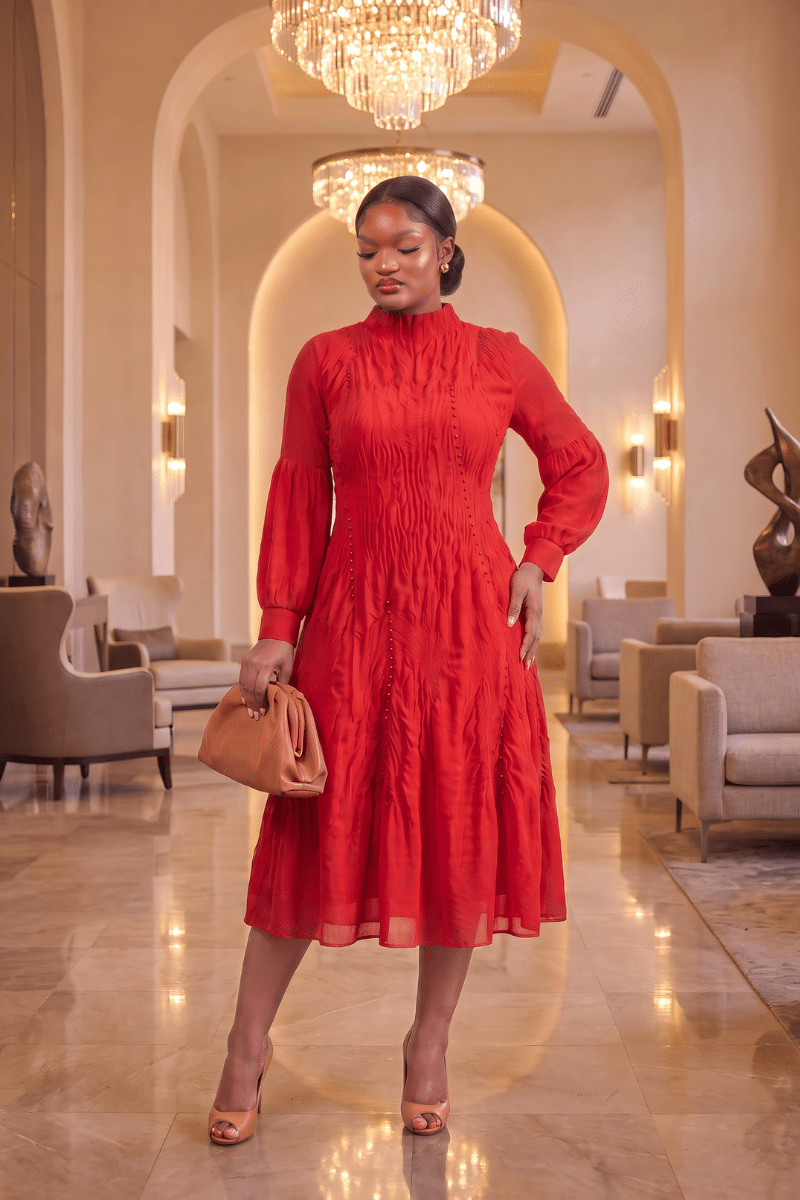 Delphine Smocked Midi Dress - Zuri Boutique