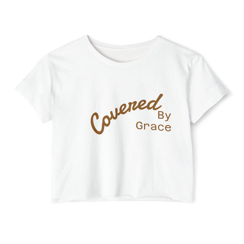 Covered By Grace Crop Top | Faith Christian Script Tee