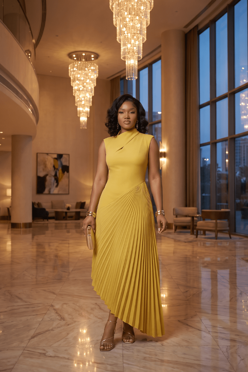 Pleated Asymmetric Dress: The Soirée