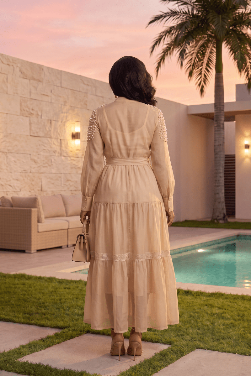 Celeste Pearl-Beaded Midi - Zuri Boutique