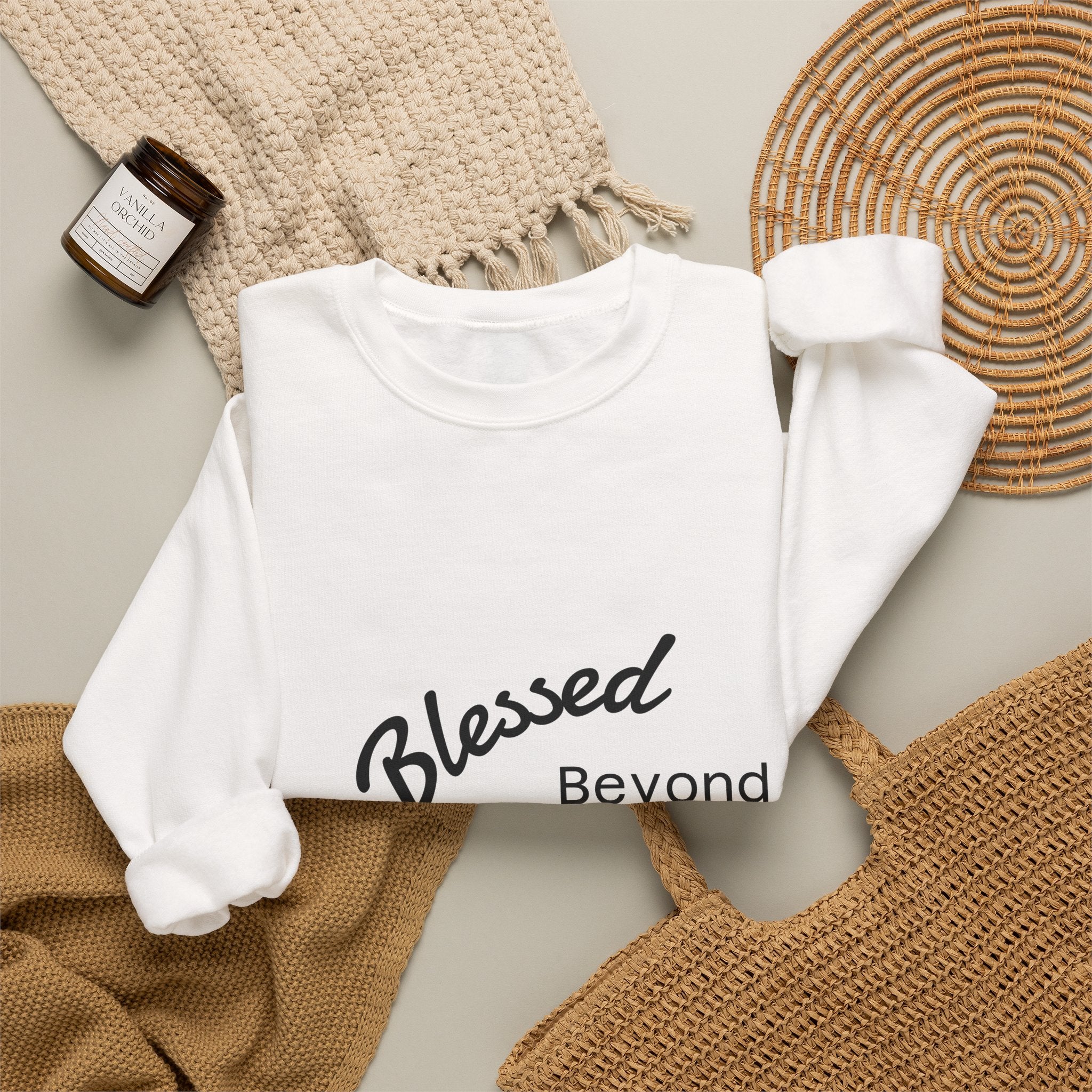 Blessed Beyond Measure sweatshirt | faith typography, minimalist script