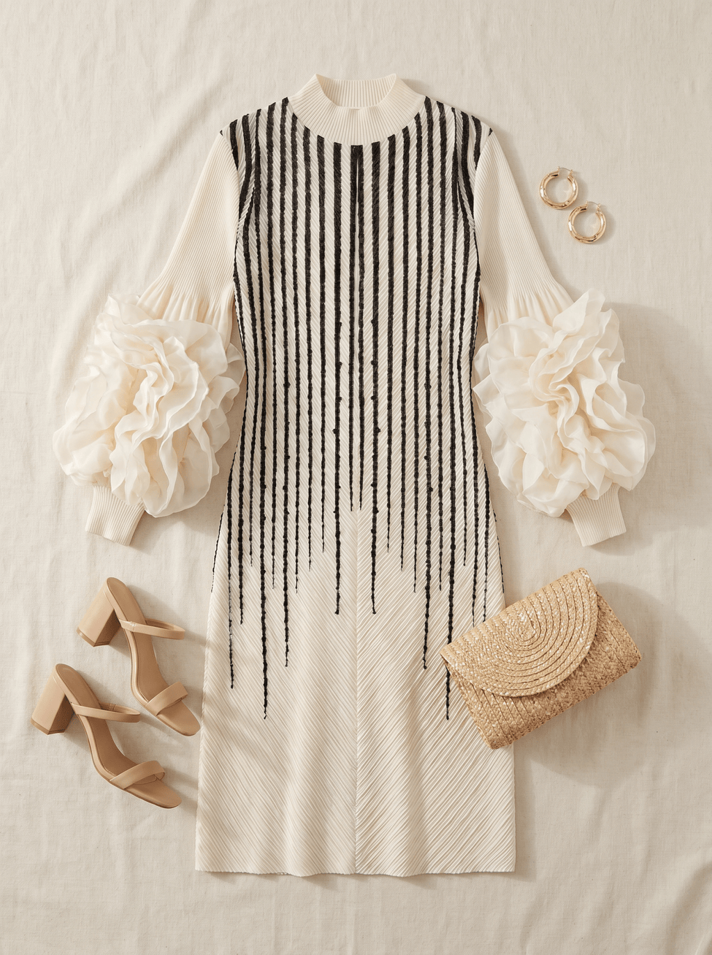 The Amara Ruffle Sleeve Dress - Casual Elegance with a Luxurious Touch - Zuri Boutique