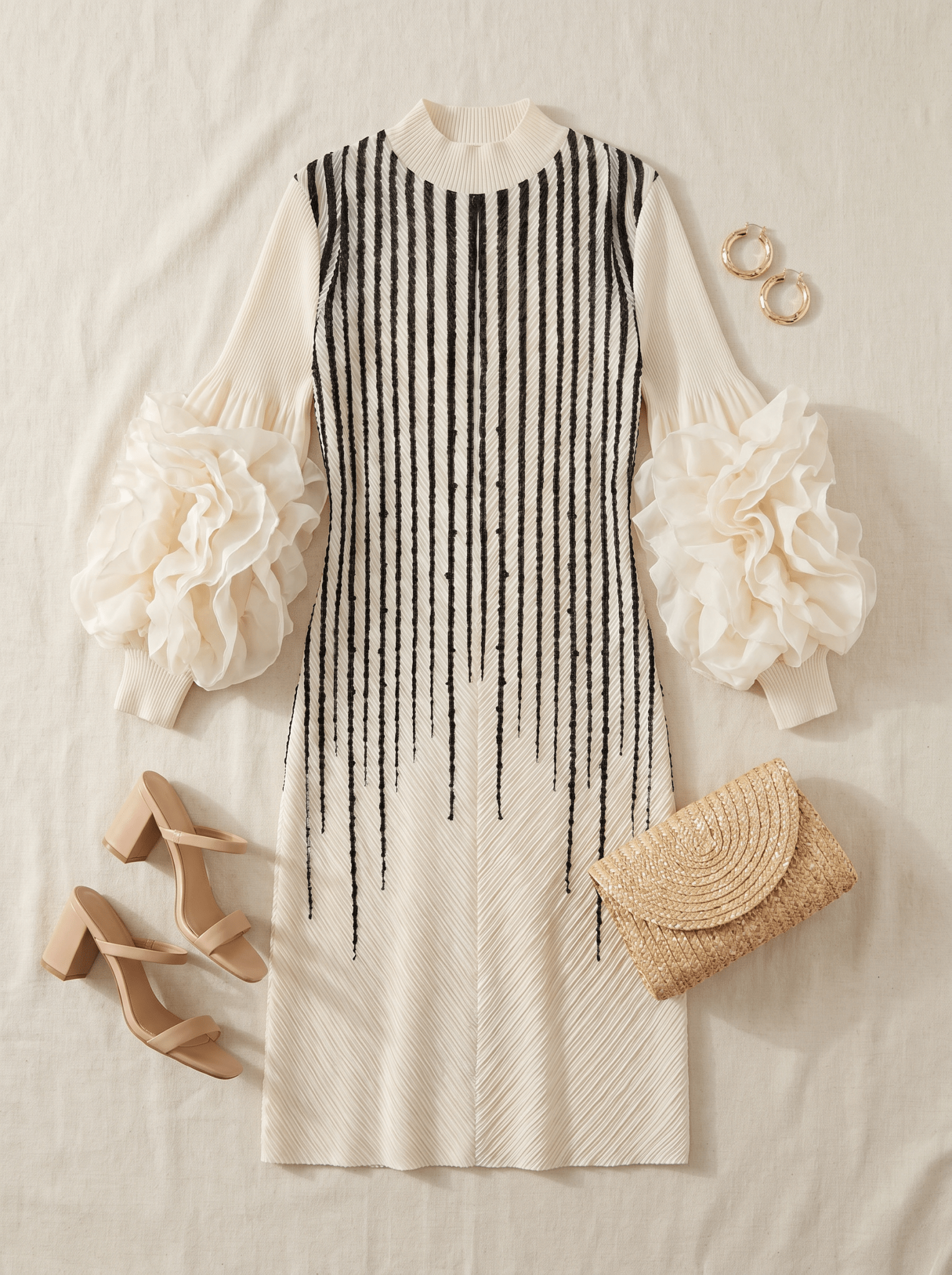 The Amara Ruffle Sleeve Dress - Casual Elegance with a Luxurious Touch - Zuri Boutique
