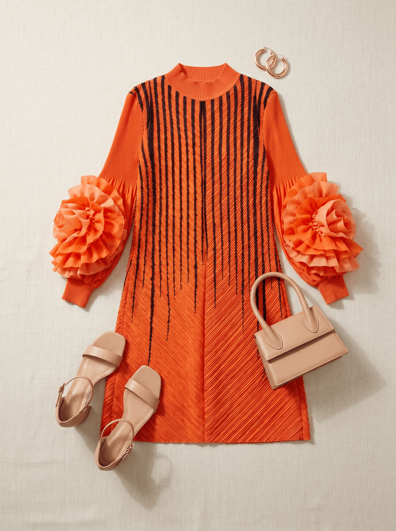 The Amara Ruffle Sleeve Dress - Casual Elegance with a Luxurious Touch - Zuri Boutique