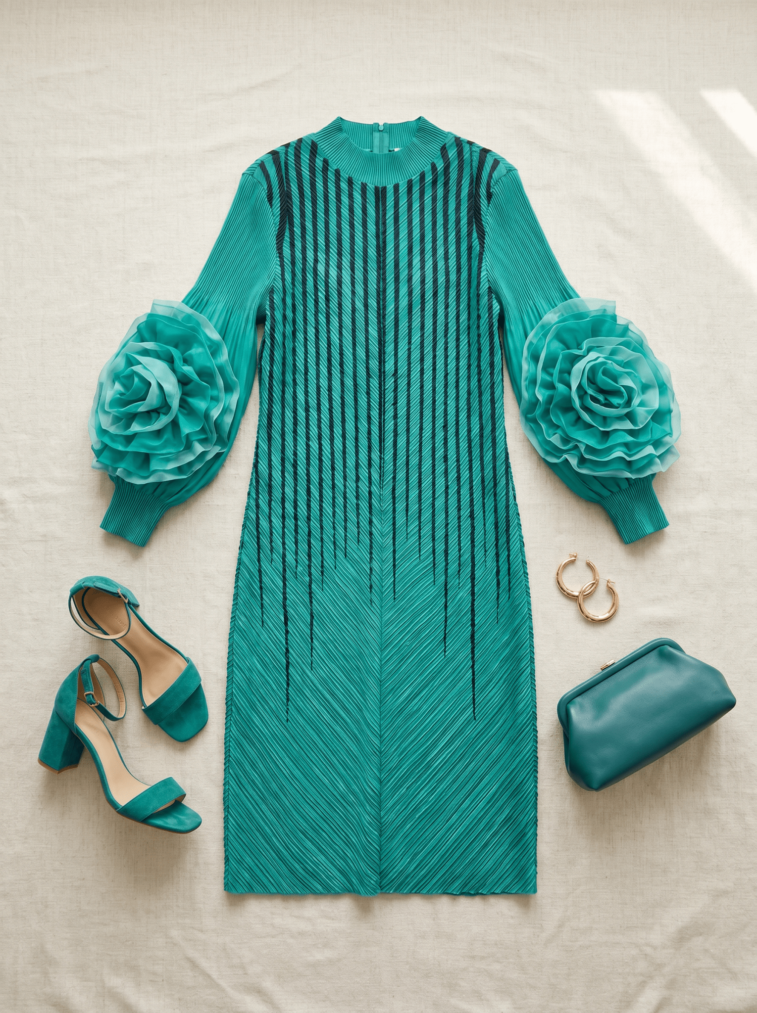 The Amara Ruffle Sleeve Dress - Casual Elegance with a Luxurious Touch - Zuri Boutique