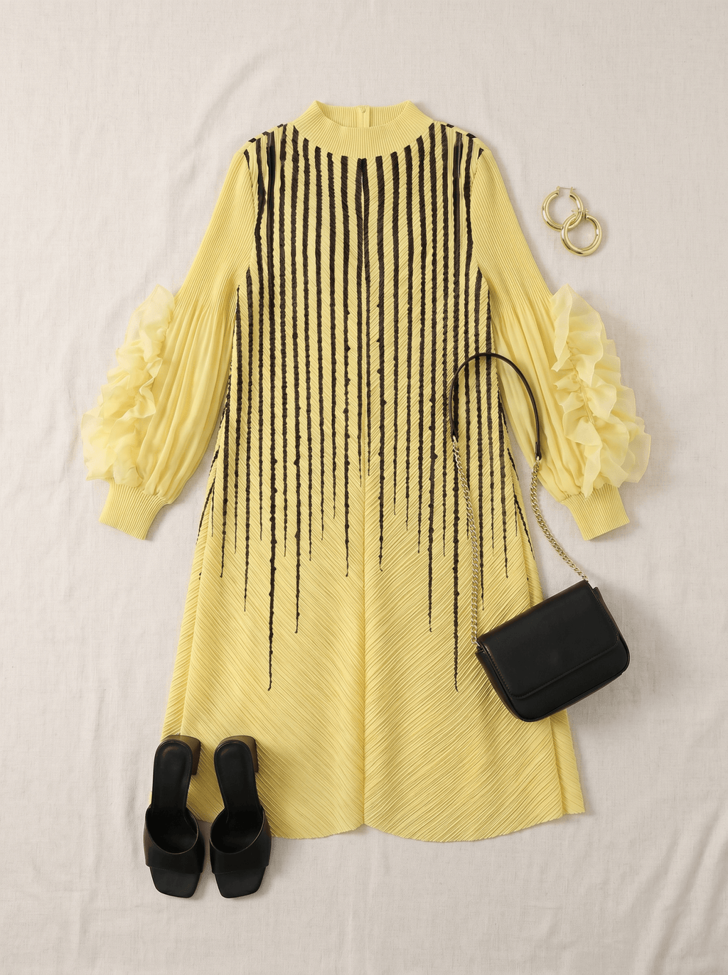 The Amara Ruffle Sleeve Dress - Casual Elegance with a Luxurious Touch - Zuri Boutique