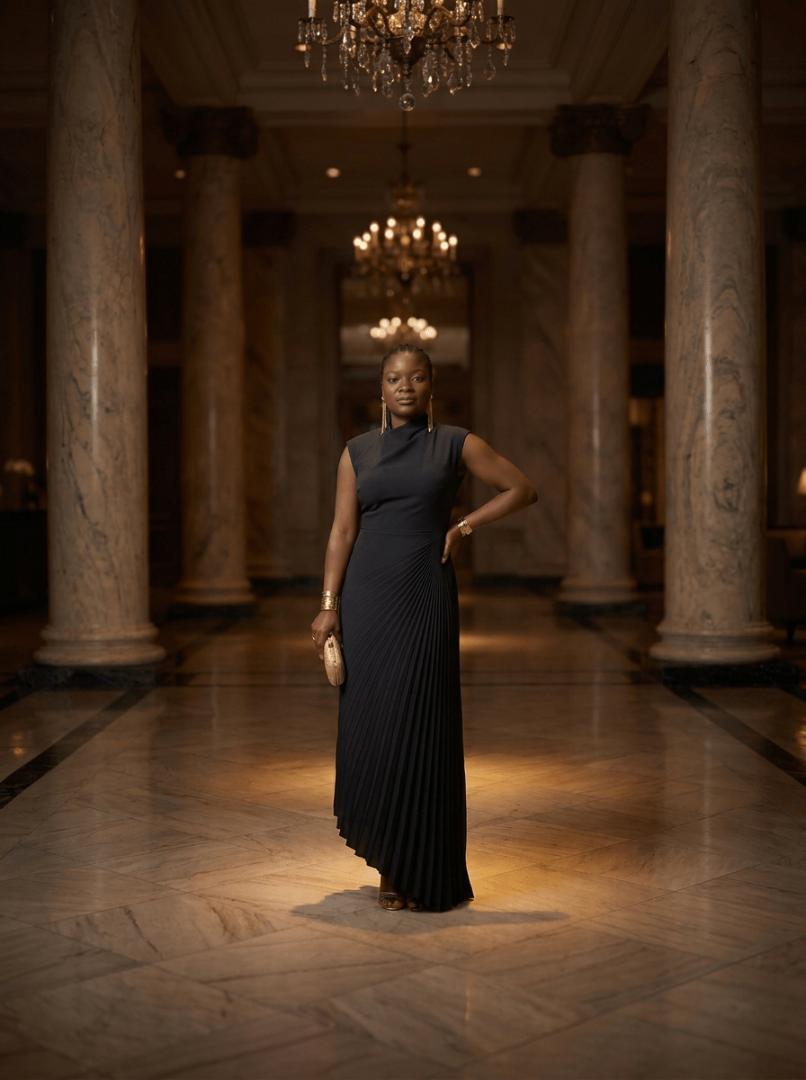 The Soirée Pleated Asymmetric Maxi Dress | Formal Gown for Women | Zuri Boutique - Zuri Boutique