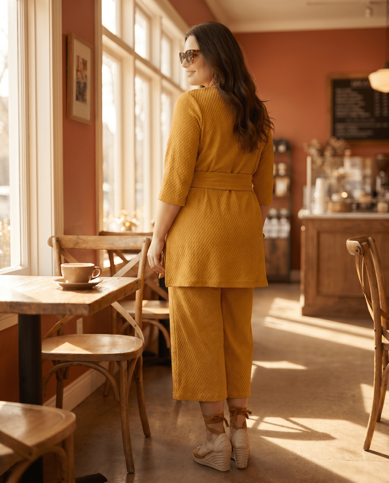 Mustard Knit Tunic & Wide - Leg Pant Set | Elegant Two - Piece Outfit | Zuri - Zuri Boutique