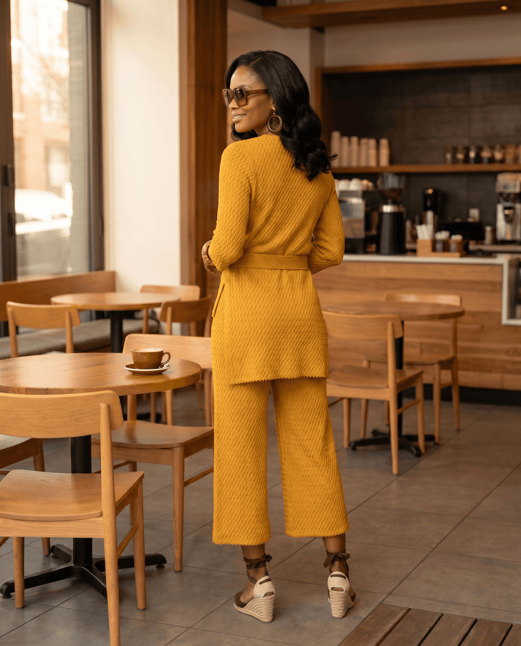 Mustard Knit Tunic & Wide - Leg Pant Set | Elegant Two - Piece Outfit | Zuri - Zuri Boutique