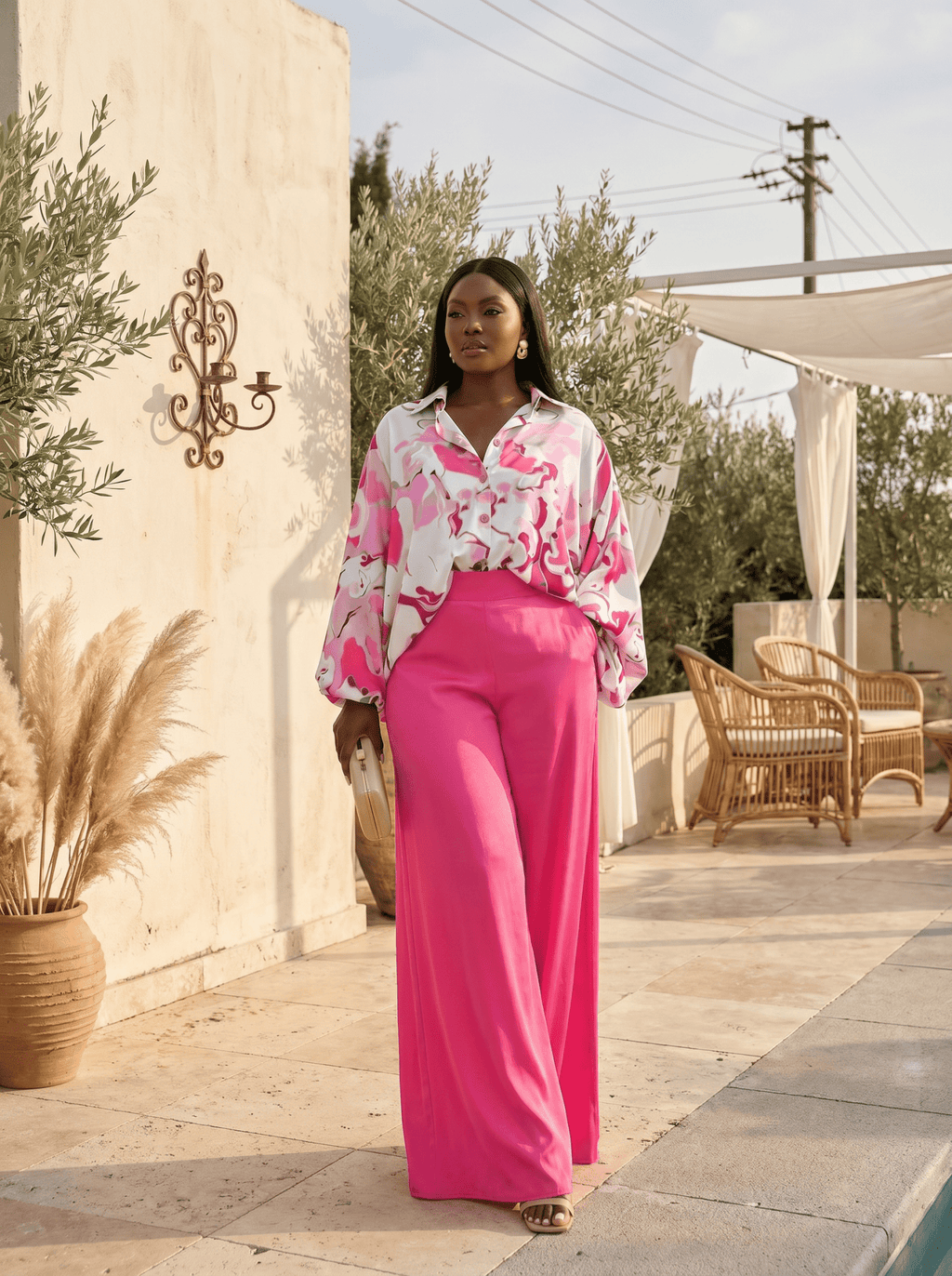 Floral Blouse & Wide - Leg Pants Set - Zuri Boutique