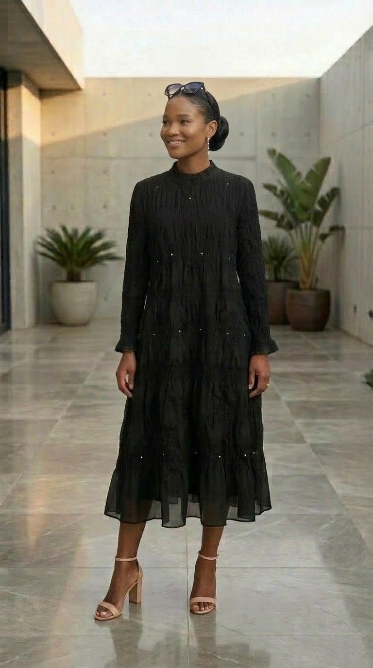 Pearl Tiered Midi Dress | Crimson Embellished Formal Dress for Women | Zuri Boutique - Zuri Boutique