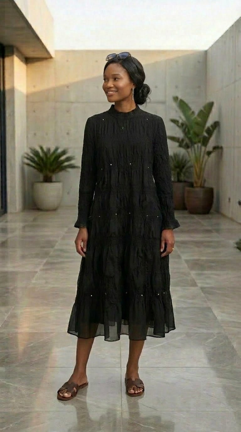 Pearl Tiered Midi Dress | Crimson Embellished Formal Dress for Women | Zuri Boutique - Zuri Boutique