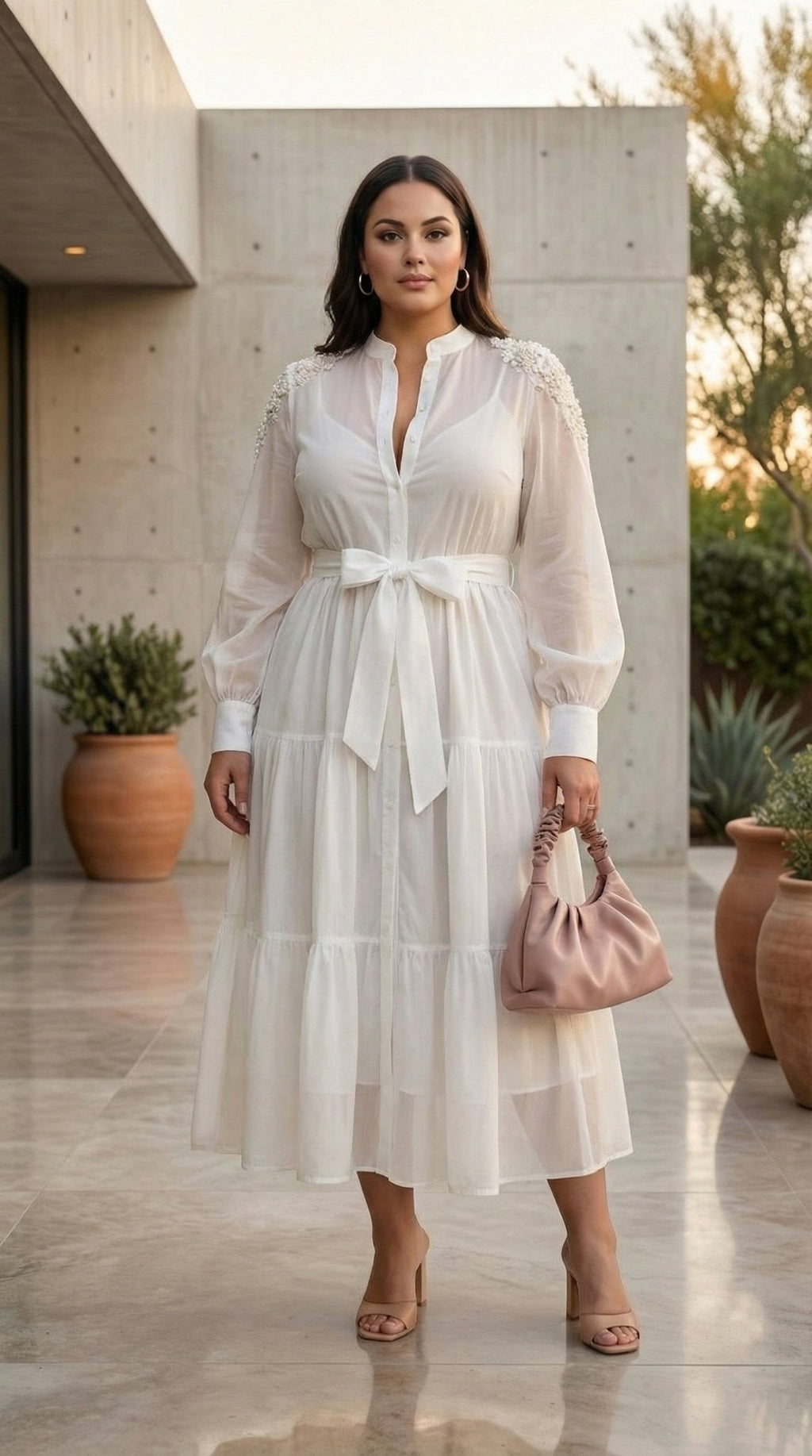 Pearl Beaded Midi Dress | Elegant Formal Dress for Women | Zuri Boutique - Zuri Boutique