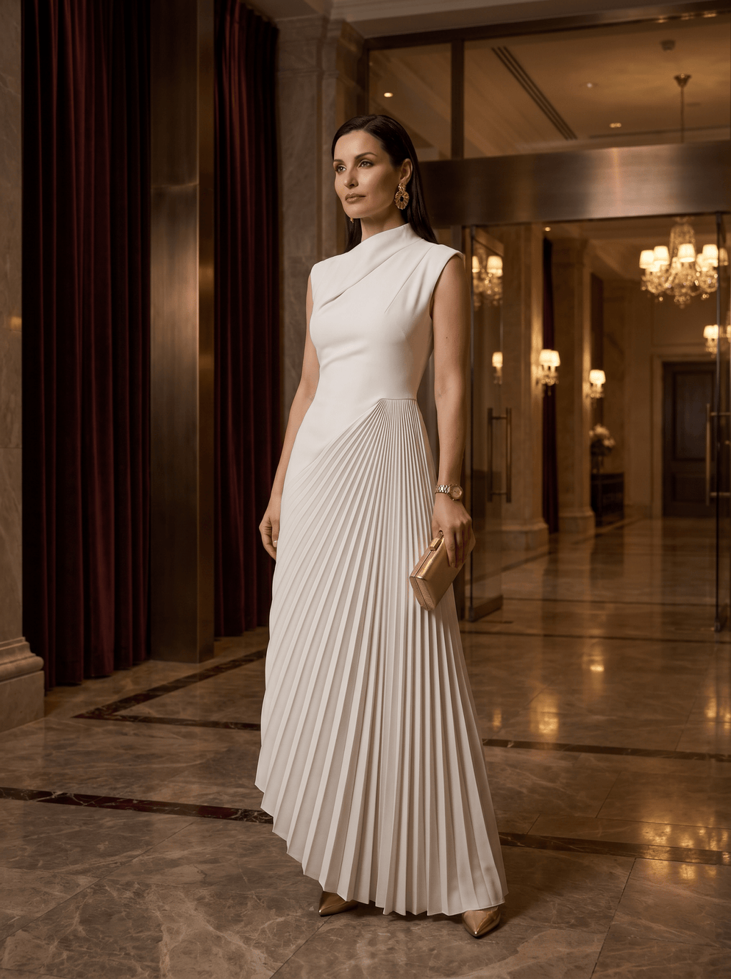 The Soirée Pleated Asymmetric Maxi Dress | Formal Gown for Women | Zuri Boutique - Zuri Boutique