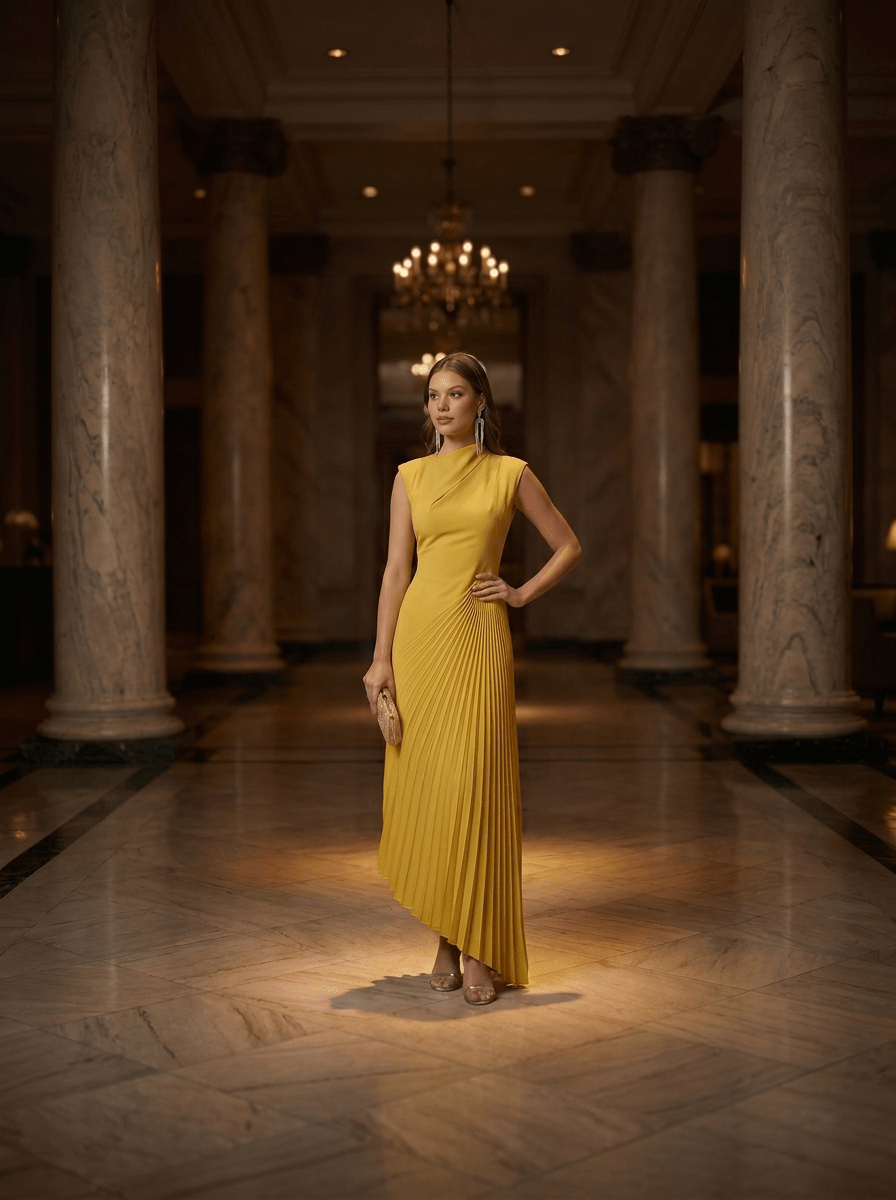 The Soirée Pleated Asymmetric Maxi Dress | Formal Gown for Women | Zuri Boutique - Zuri Boutique