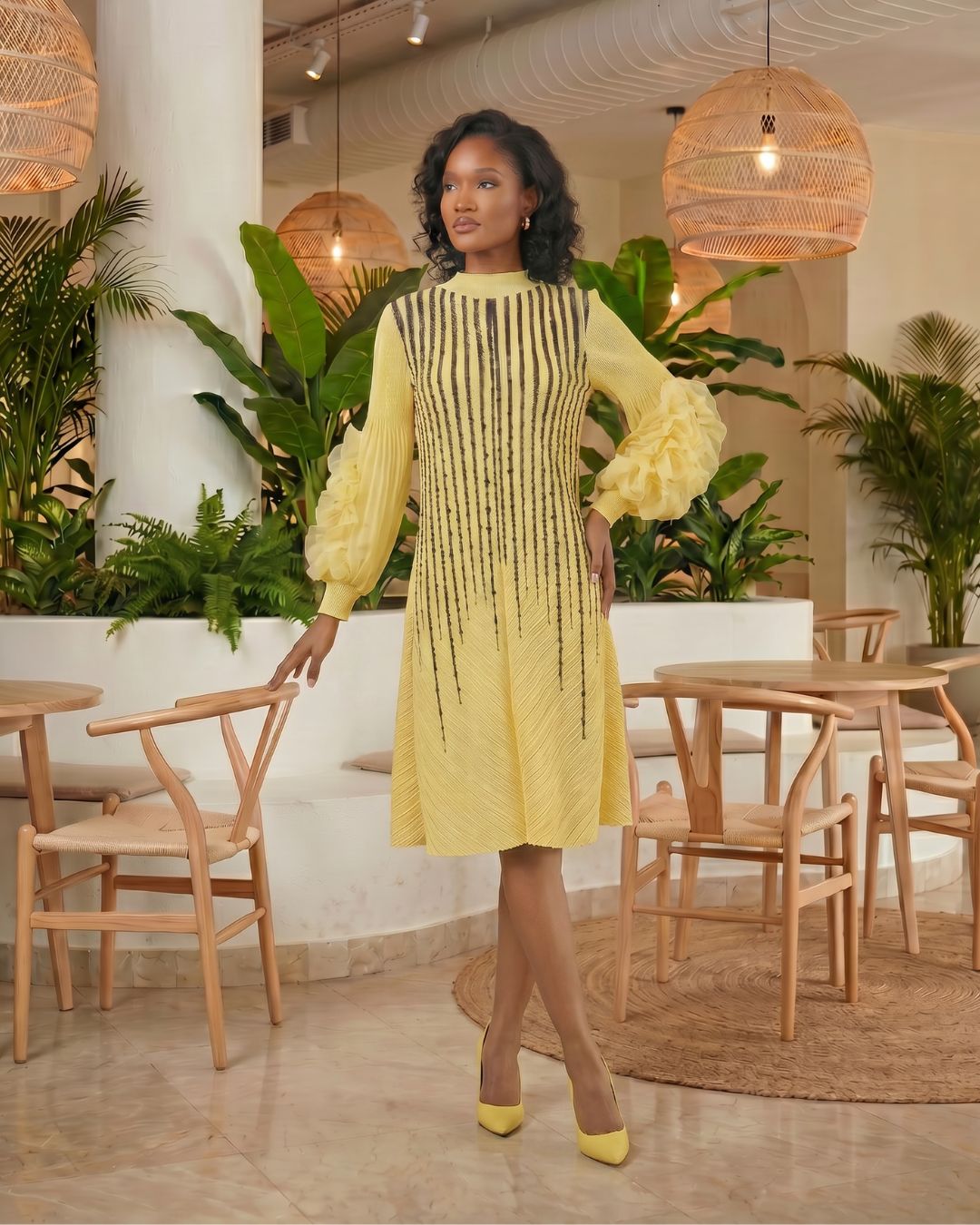 Solea Grace Ruffle Sleeve Dress - Casual Elegance with a Luxurious Touch - Zuri Boutique