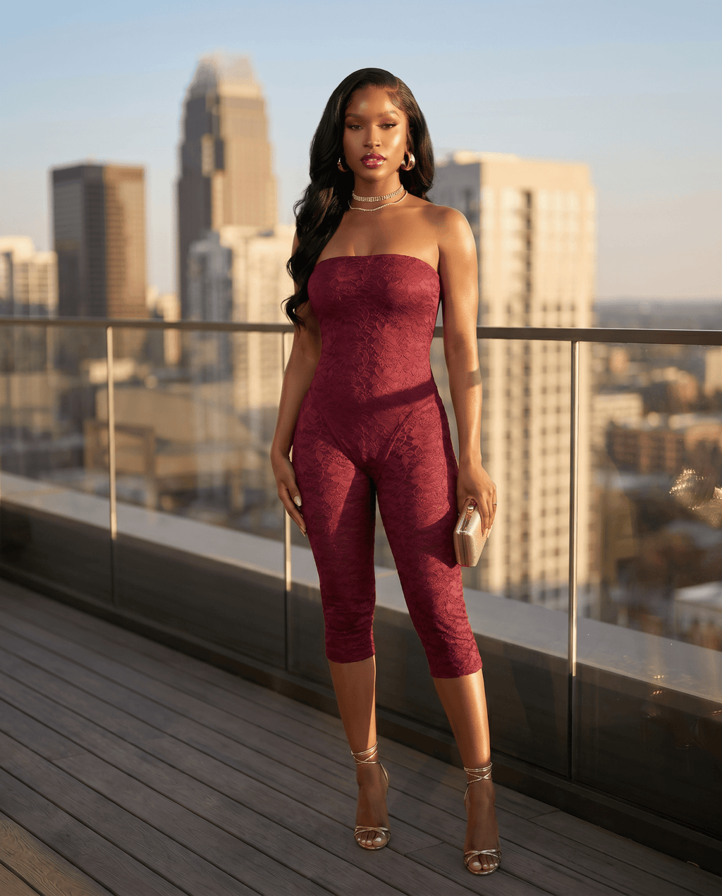 After Dark – Strapless Sheer Lace Bodycon Jumpsuit - Zuri Boutique