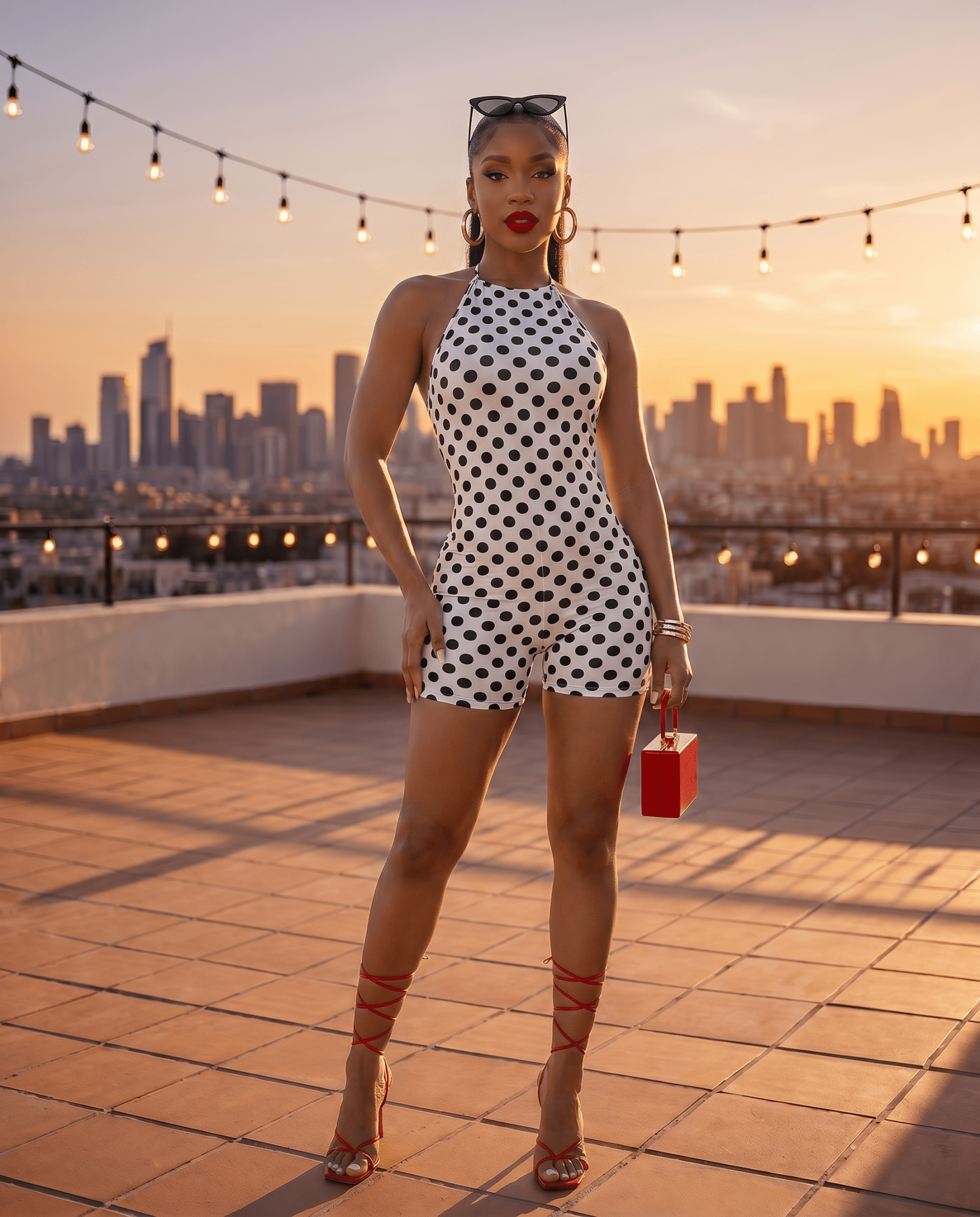 Spotlight – Classic White Polka Dot Halter Romper - Zuri Boutique